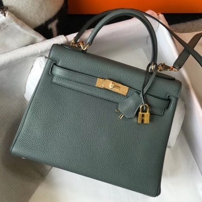 Hermes Vert Amande Clemence Kelly 28cm Bag GHW LDBS243320