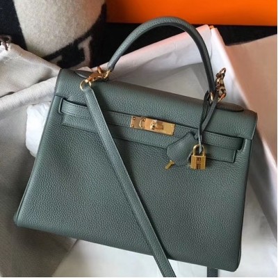 Hermes Vert Amande Clemence Kelly 32cm Retourne Bag LDBS243321