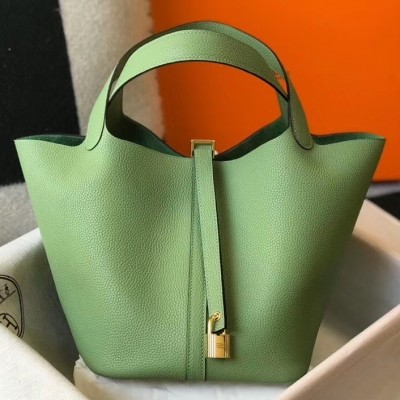 Hermes Vert Criquet Picotin Lock MM 22cm Handmade Bag LDBS243328