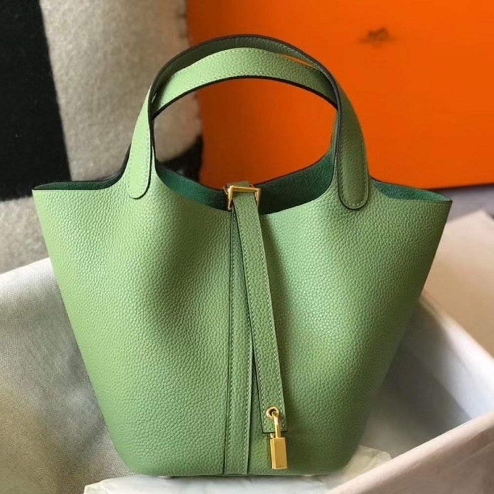 Hermes Vert Criquet Picotin Lock PM 18cm Handmade Bag LDBS243329