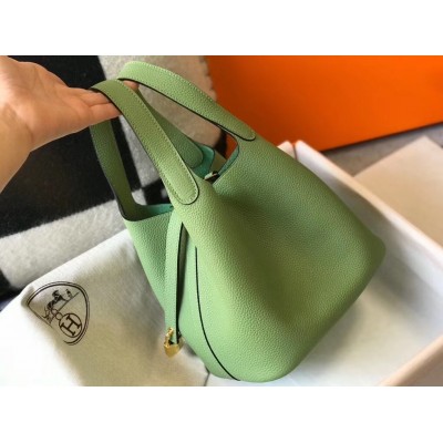 Hermes Vert Criquet Picotin Lock PM 18cm Handmade Bag LDBS243329