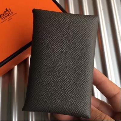 Hermes Vert Gris Epsom Calvi Card Holder LDBS243334