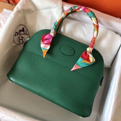 Hermes Vert Vertigo Clemence Bolide 27cm Handmade Bag LDBS243336