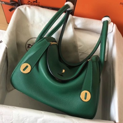 Hermes Vert Vertigo Lindy 26cm Clemence Handmade Bag LDBS243337