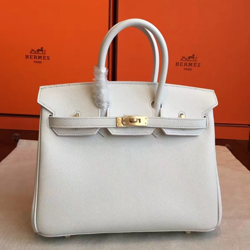 Hermes White Birkin 25cm Epsom Handmade Bag LDBS243342