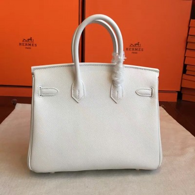 Hermes White Birkin 25cm Epsom Handmade Bag LDBS243342