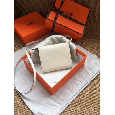 Hermes White Clic 16 Wallet With Strap LDBS243347