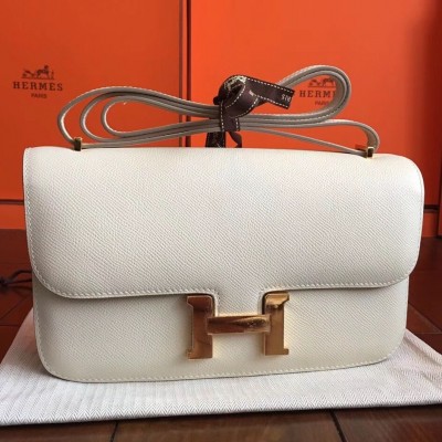 Hermes White Epsom Constance Elan 25cm Bag LDBS243350