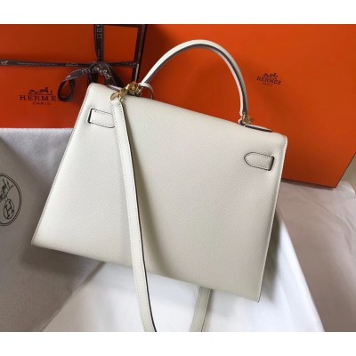 Hermes White Epsom Kelly 32cm Sellier Bag LDBS243352