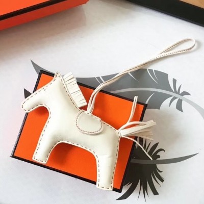 Hermes White Rodeo Horse Bag Charm LDBS243362