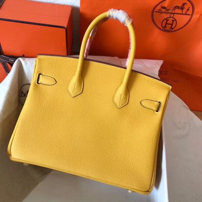 Hermes Yellow Birkin 30cm Clemence Handmade Bag LDBS243365