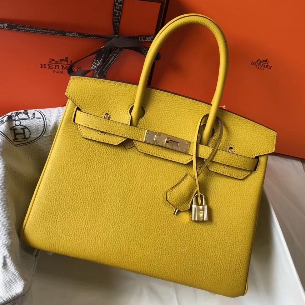 Hermes Yellow Clemence Birkin 30cm Bag LDBS242985