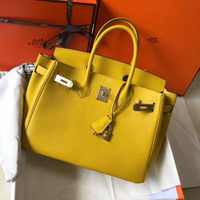 Hermes Yellow Clemence Birkin 30cm Bag LDBS242985