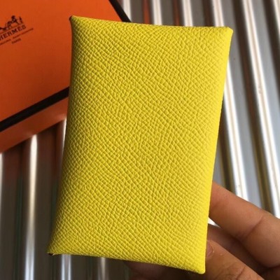 Hermes Yellow Epsom Calvi Card Holder LDBS243369