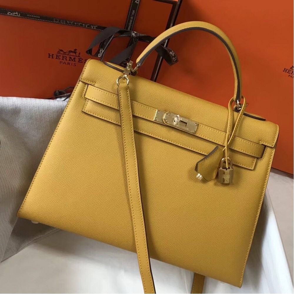 Hermes Yellow Epsom Kelly 32cm Sellier Bag LDBS241879