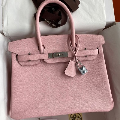 Hermes Birkin 30 Retourne Handmade Bag In Rose Sakura Epsom Calfskin