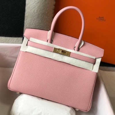 Hermes Birkin 35 Bag in Pink Clemence Leather with GHW