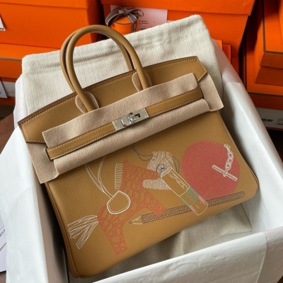 Hermes Birkin Inside Out 25 Bag in Biscuit Swift Calfskin