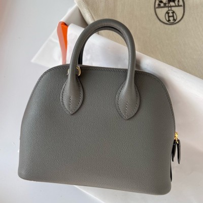 Hermes Bolide 1923 Mini Handmade Bag In Gris Meyer Evercolor Calfskin