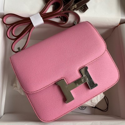 Hermes Constance 18 Handmade Bag In Pink Epsom Calfskin