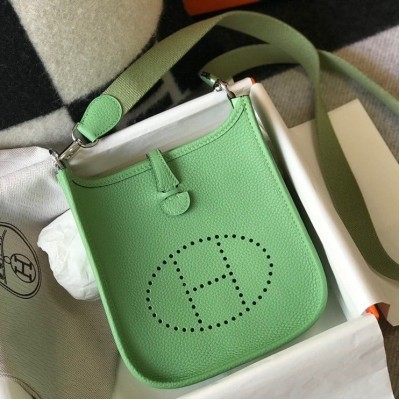 Hermes Evelyne III Mini Bag In Vert Criquet Clemence Leather