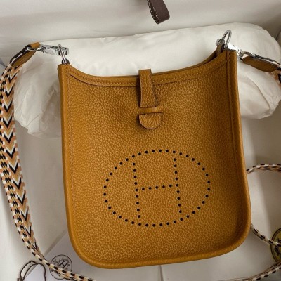 Hermes Evelyne Mini Handmade Bag in Sesame Clemence Leather