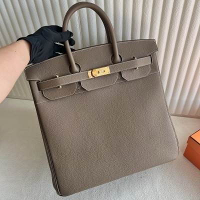 Hermes HAC Birkin 40 Handmade Bag in Taupe Clemence Leather