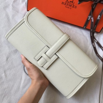 Hermes Jige Elan 29 Clutch Bag In Beton Epsom Leather