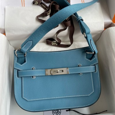 Hermes Jypsiere Mini Handmade Bag In Blue Jean Evercolor Calfskin