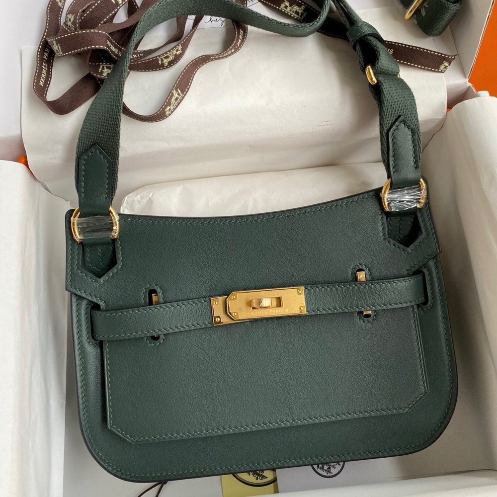 Hermes Jypsiere Mini Handmade Bag In Vert Rousseau Swift Calfskin