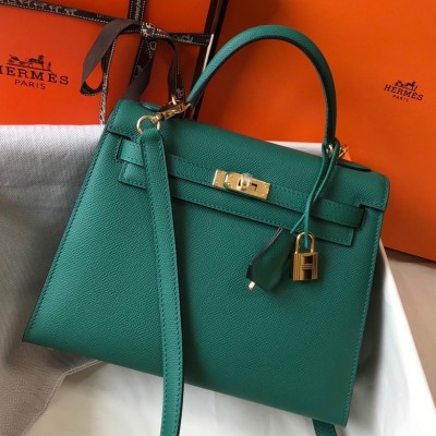 Hermes Kelly 25cm Sellier Bag in Malachite Epsom Calfskin GHW