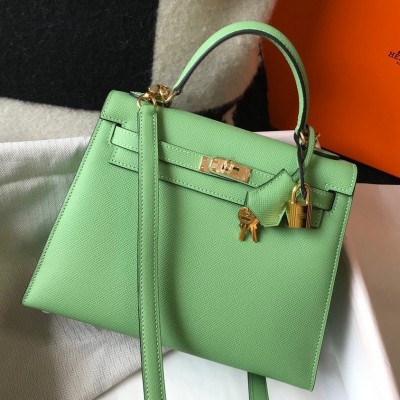 Hermes Kelly 28cm Sellier Bag in Vert Cypres Epsom Calfskin GHW