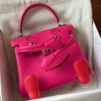 Hermes Kelly Doll Quelle Idole Bag in Rose Mexico Swift Calfskin