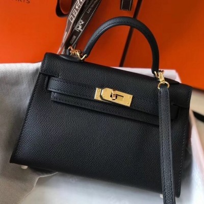 Hermes Kelly Mini II Bag In Black Epsom Leather