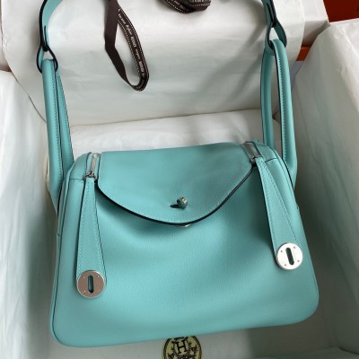 Hermes Lindy 26 Handmade Bag In Blue Atoll Swift Calfskin