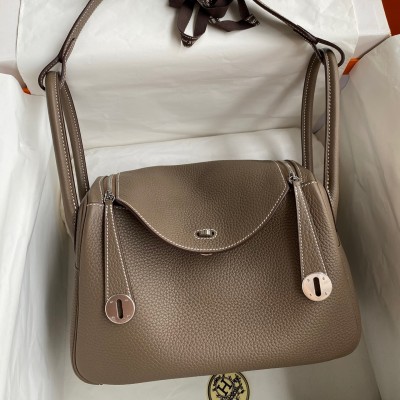 Hermes Lindy 26 Handmade Bag In Taupe Clemence Leather