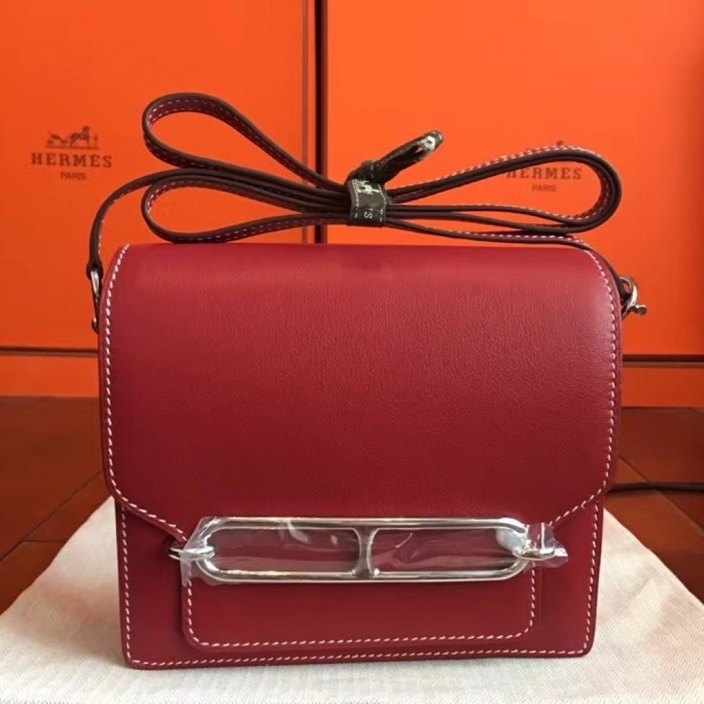 Hermes Mini Sac Roulis Bag In Red Swift Leather