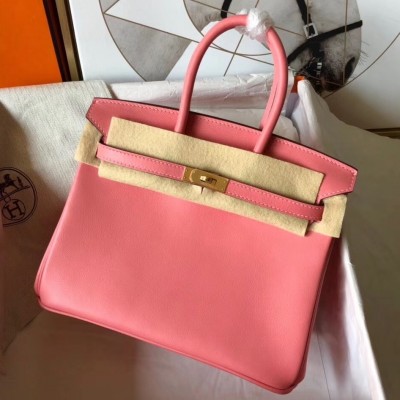 Hermes Rose Lipstick Birkin 25cm Swift Handmade Bag