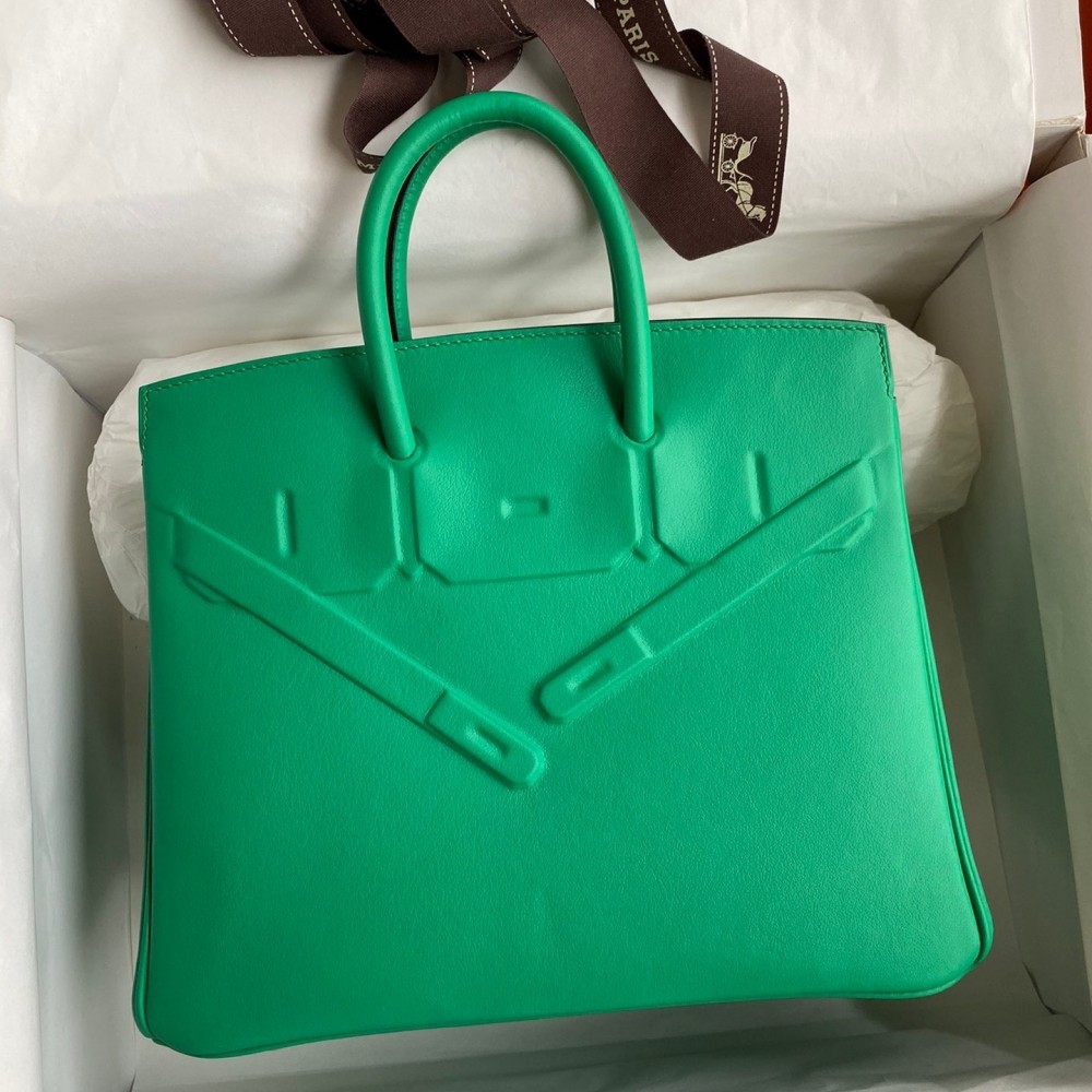 Hermes Shadow Birkin 25 Limited Edition Bag In Green Swift Calfskin