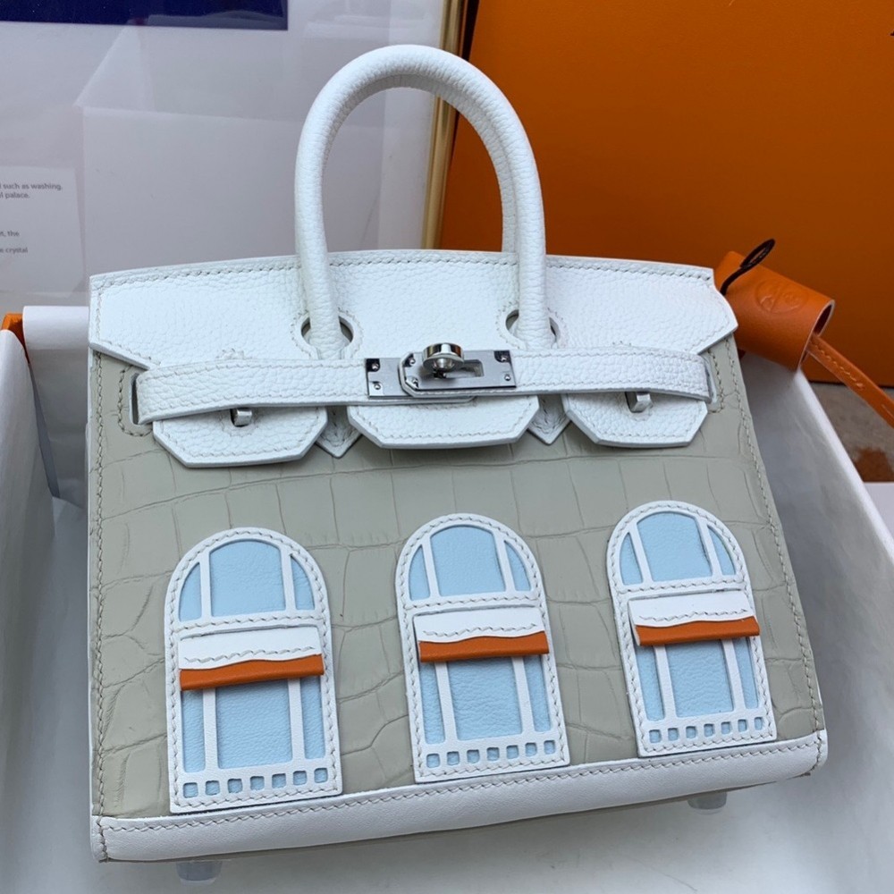 Hermes Snow Sac Faubourg Birkin 20 Sellier Limited Edition Bag