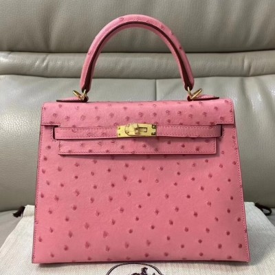 Hermes Terre Cutie Ostrich Kelly 25cm Handmade Bag