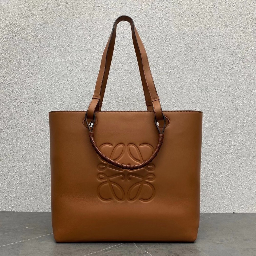 Loewe Anagram Medium Tote Bag In Brown Calfskin LDBS244300