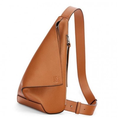 Loewe Anton Sling Bag in Brown Grained Calfskin LDBS244305