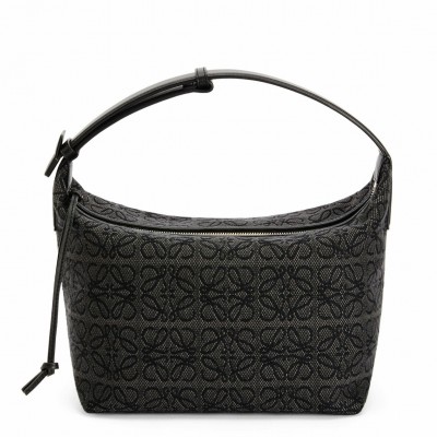 Loewe Cubi Hobo Bag in Black Anagram Jacquard LDBS244316