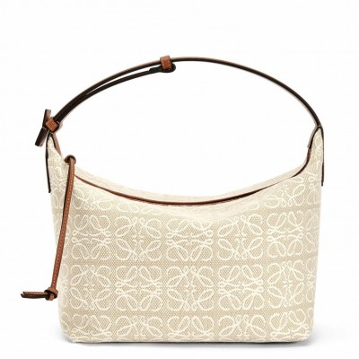 Loewe Cubi Hobo Bag in Ecru Anagram Jacquard LDBS244317