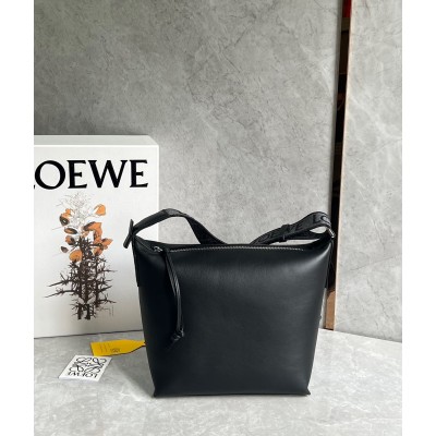 Loewe Cubi Small Bag in Black Calfskin and Jacquard LDBS244319