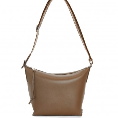 Loewe Cubi Small Bag in Winter Brown Calfskin and Jacquard LDBS244321