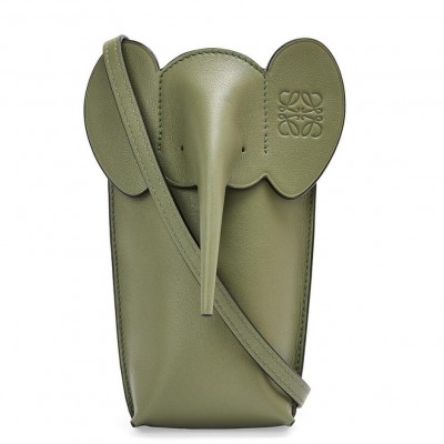 Loewe Elephant Pocket in Green Calfskin LDBS244326