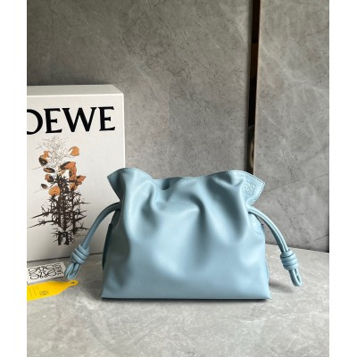 Loewe Flamenco Clutch Bag In Dusty Blue Calfskin LDBS244331