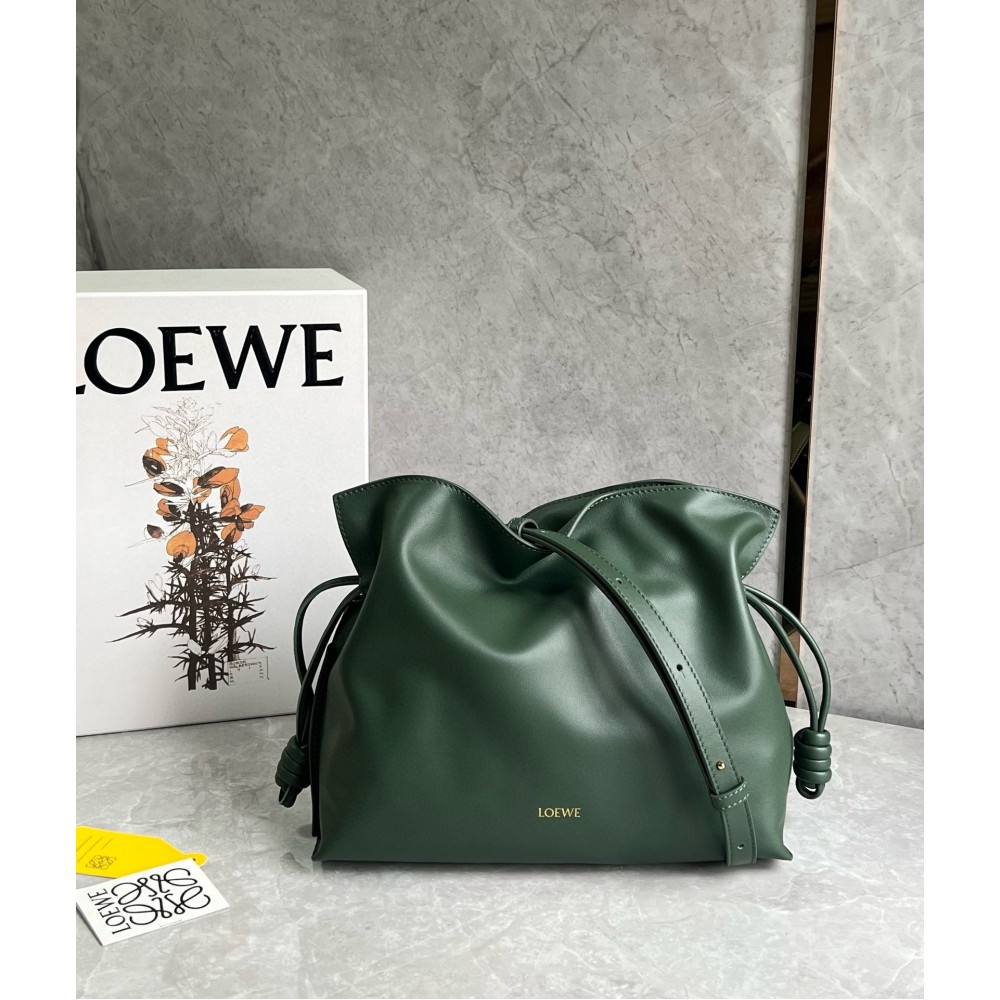 Loewe Flamenco Clutch Bag in Bottle Green Nappa Calfskin LDBS244328